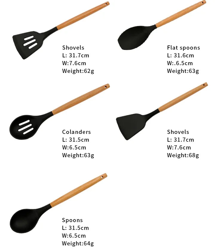 Ensemble d'ustensiles de cuisine transfrontaliers en Silicone