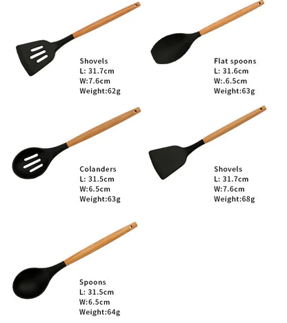 Ensemble d'ustensiles de cuisine transfrontaliers en Silicone