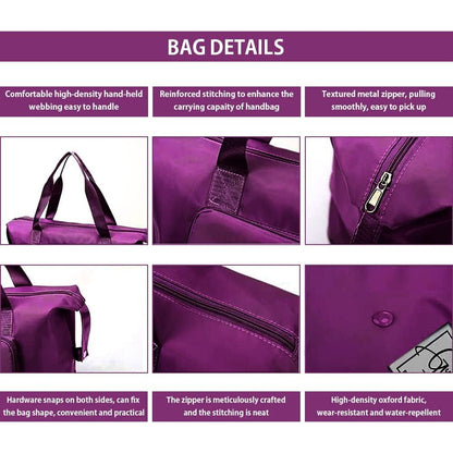 Sac de Voyage Extensible pour Femmes - Grand Sac de Fitness Pliable avec Séparation Sec/Humide - Léger et Portable
