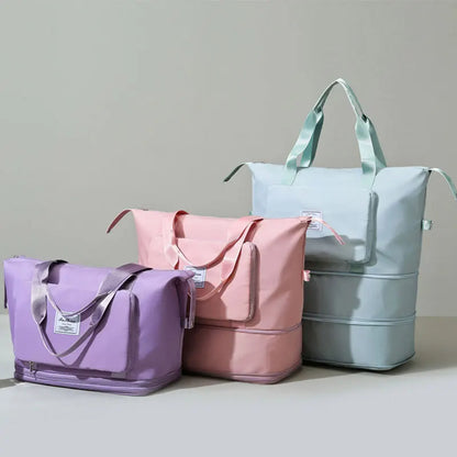 Sac de Voyage Extensible pour Femmes - Grand Sac de Fitness Pliable avec Séparation Sec/Humide - Léger et Portable