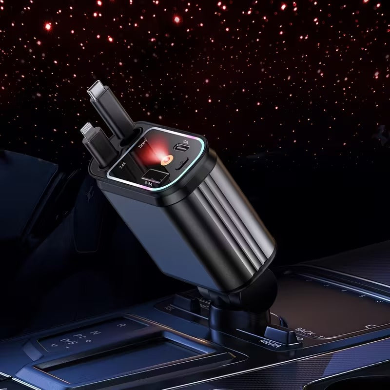 Chargeur Voiture Rapide 180W – 5-en-1 Universel USB-C/Rétractable