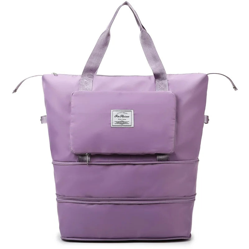 Sac de Voyage Extensible pour Femmes - Grand Sac de Fitness Pliable avec Séparation Sec/Humide - Léger et Portable