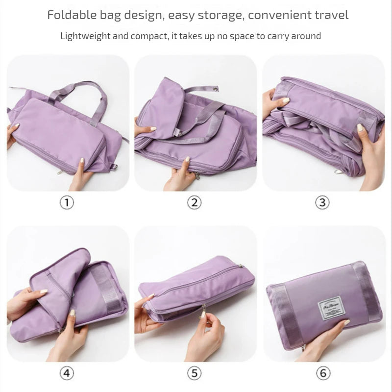 Sac de Voyage Extensible pour Femmes - Grand Sac de Fitness Pliable avec Séparation Sec/Humide - Léger et Portable