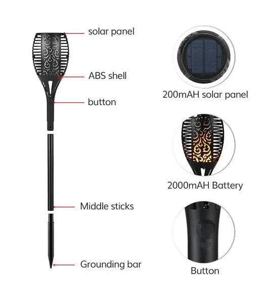 Lampe Torche Solaire Flamme Vacillante